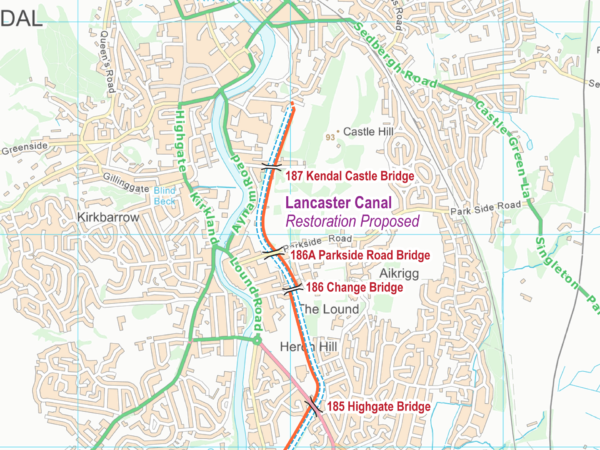 Extract from my free Lancaster Canal (Restoration Section) Maps