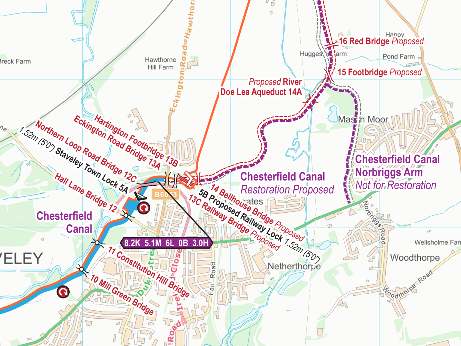 Chesterfield Canal (Restoration) Maps FREE Waterway Routes
