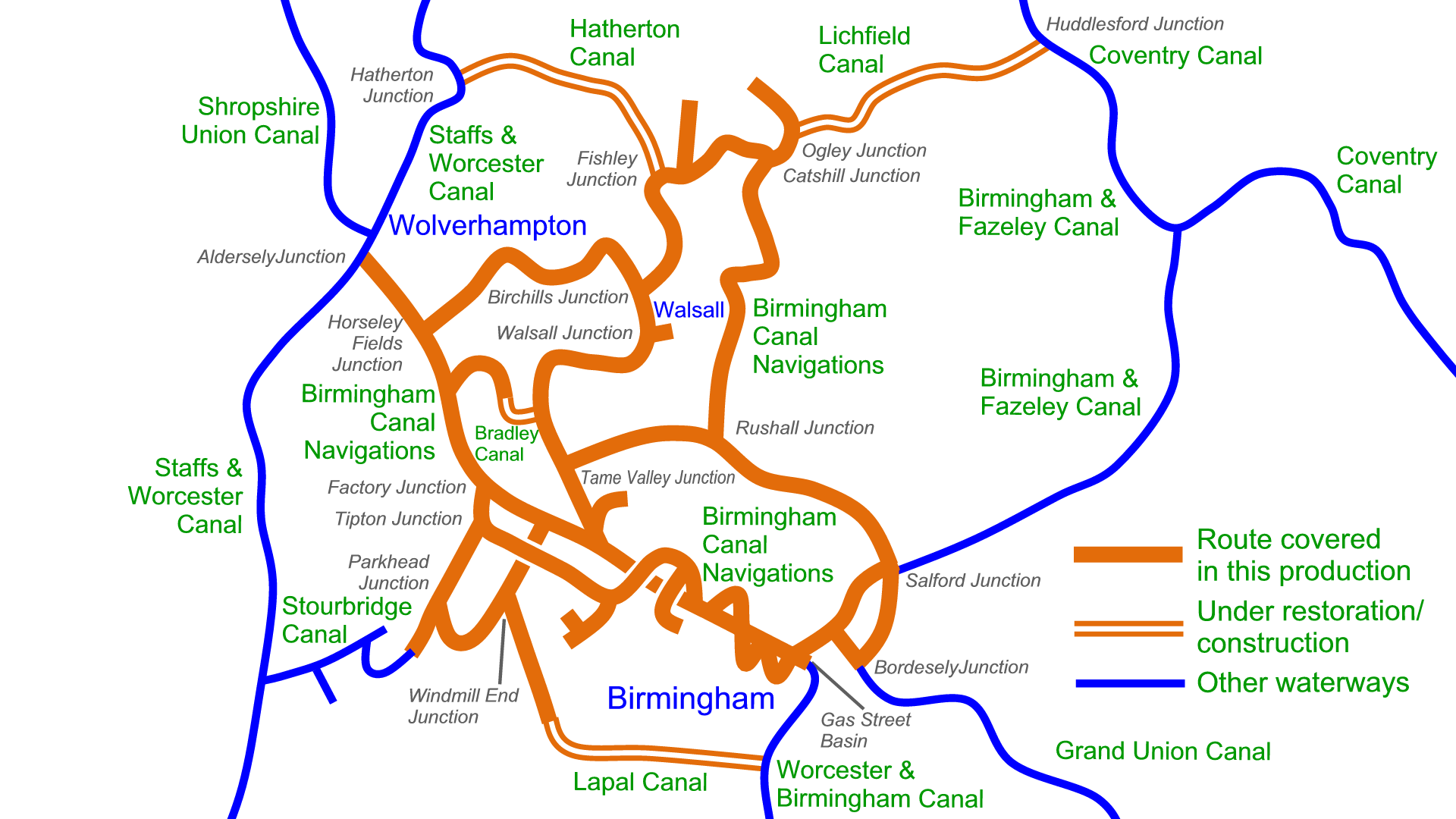 Birmingham Canal Navigations (BCN) Map for Download - Waterway Routes