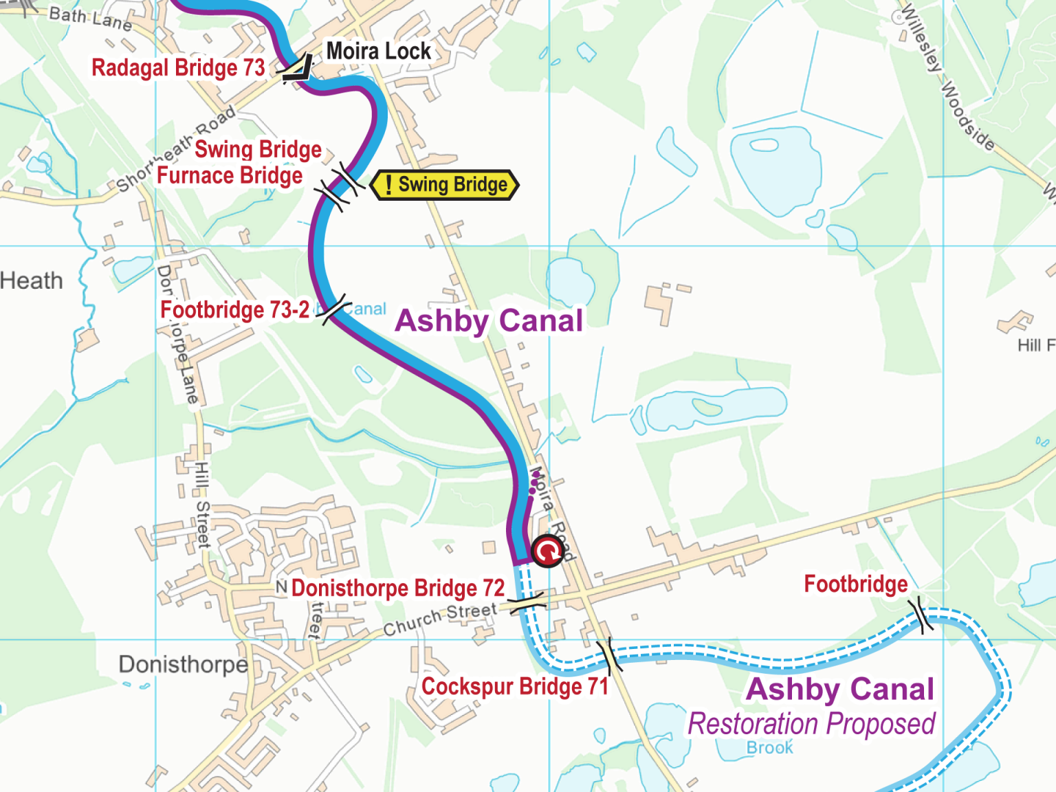 Ashby Canal (Restoration Section) Maps FREE Waterway Routes