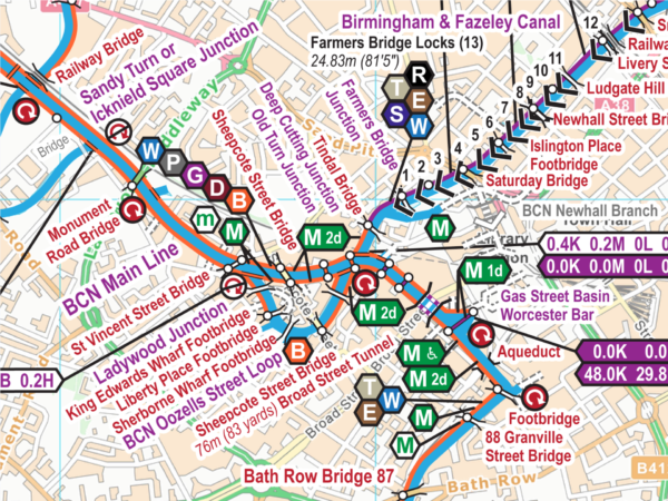 Extract from my England & Wales Map showing the centre of Birmingham