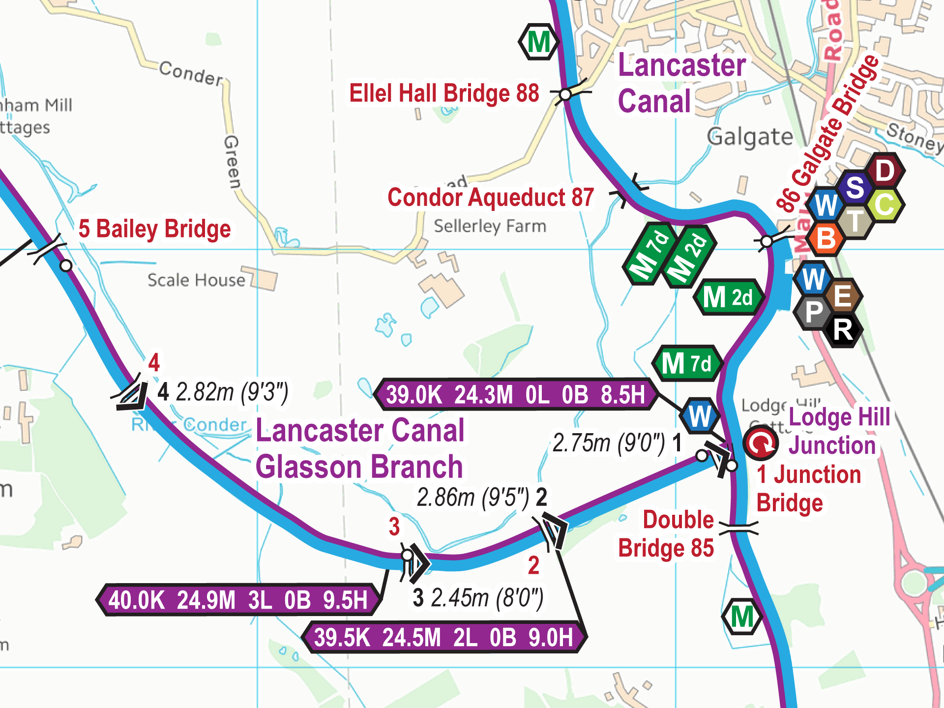 Extract from my Lancaster Canal Map in February 2022